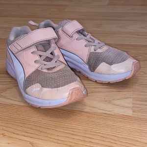 PUMA sneakers for girls in a salmon pink/cream colour size 2